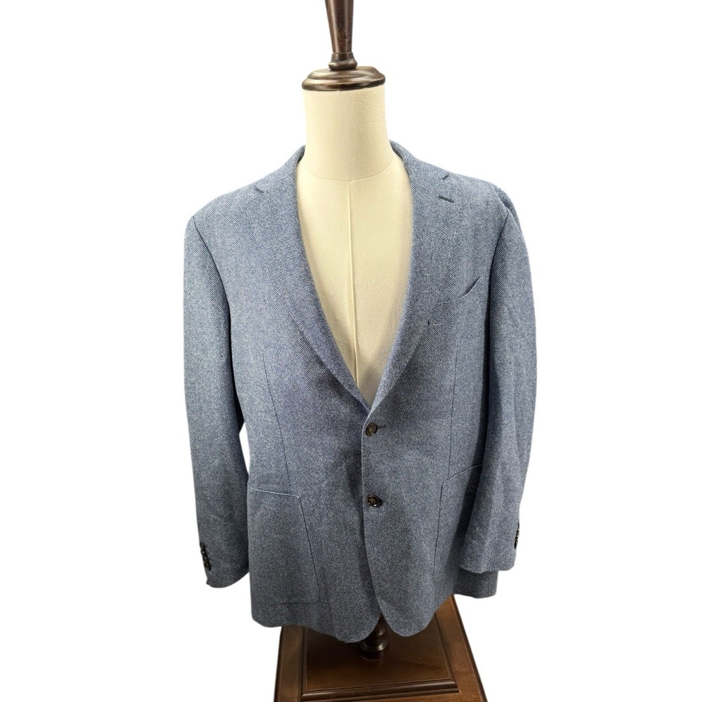 Suitsupply Havana Slim 46R/56 Blue Suit Marling & Evans Wool Linen Silk